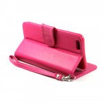 Wholesale iPhone 6 Plus 5.5 Folio Flip Leather Wallet Case with Strap (Hot Pink)